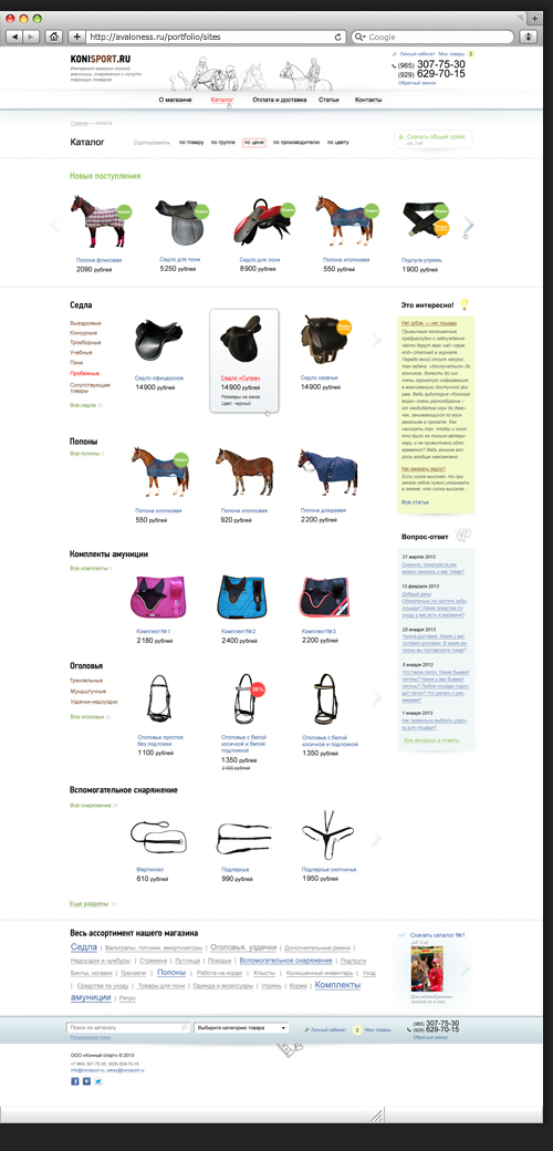 Дизайн страницы каталога Konisport-a