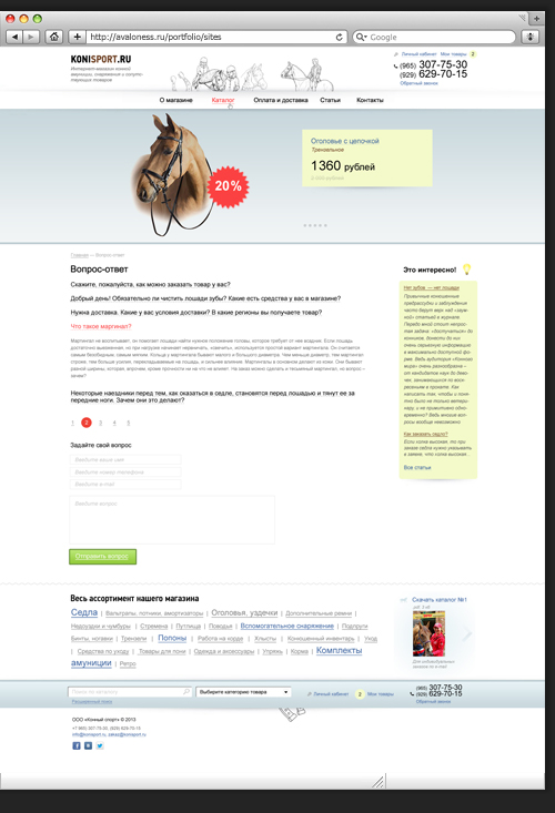 Дизайн страницы вопрос-ответ Konisport-a