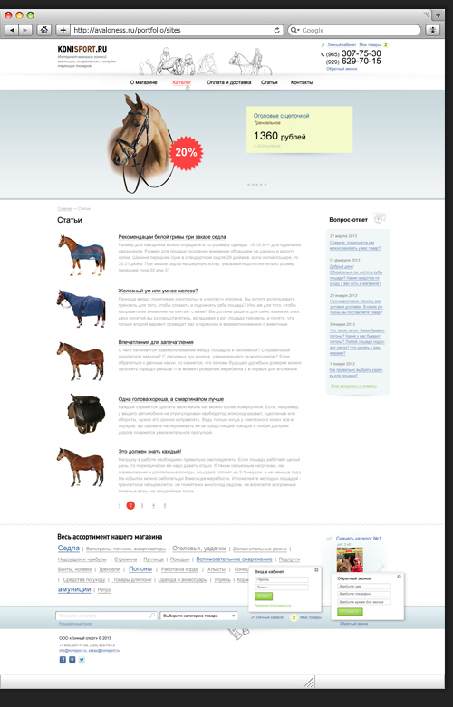 Дизайн страницы статей Konisport-a