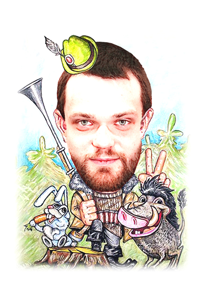 Карикатуры и шаржи на 23 февраля. Карикатура охотника